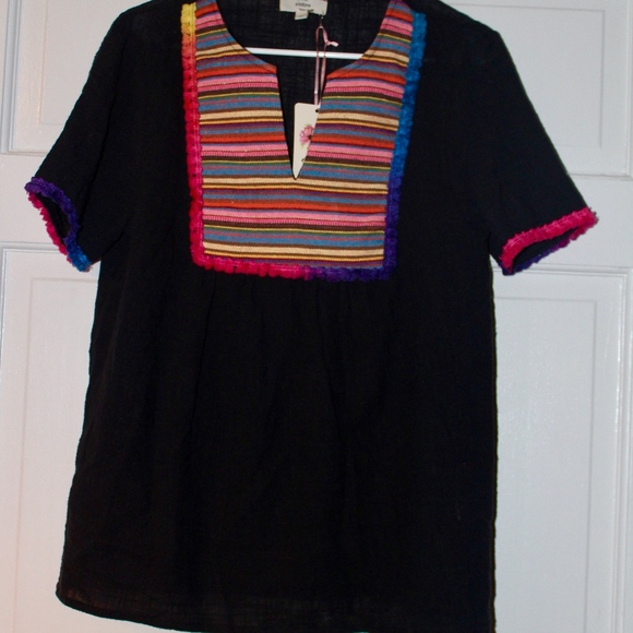 linen embroidered top size m - Picture 1 of 3